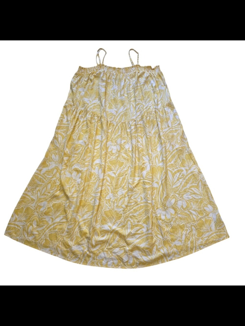Old Navy Womems Airy Smocked Maxi Dress Size 2XL Yellow Floral Sundress